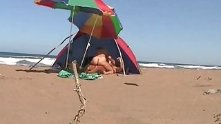 Greek seaside sex - hot couple gets fucked in a tent